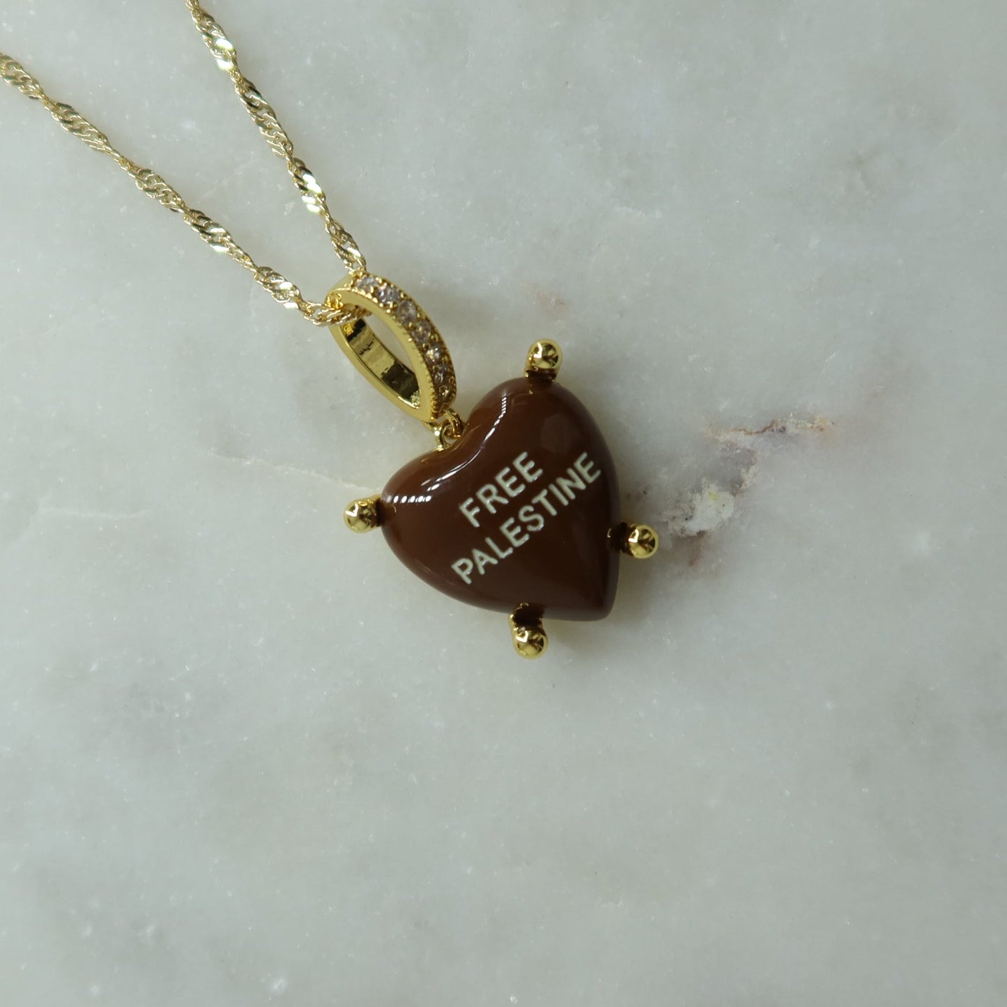 Brown Free Palestine Necklace