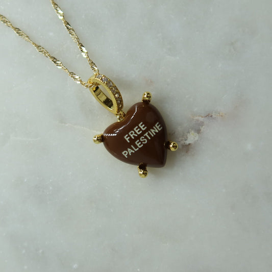 Brown Free Palestine Necklace