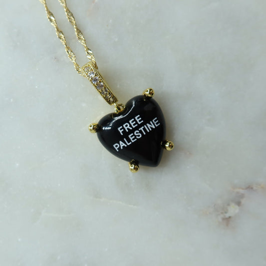 Black Free Palestine Necklace